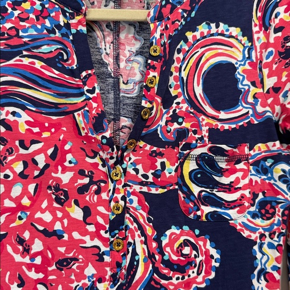 Lilly Pulitzer 100% Pima Cotton Navy Pink Paisley Dress Size Small - Picture 3 of 7